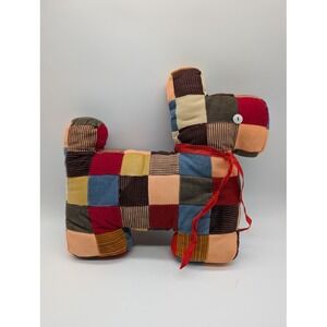 Vintage 70s Handmade Quilted Patchwork Corduroy Plush Dog 12" Stuffed Animal EUC
